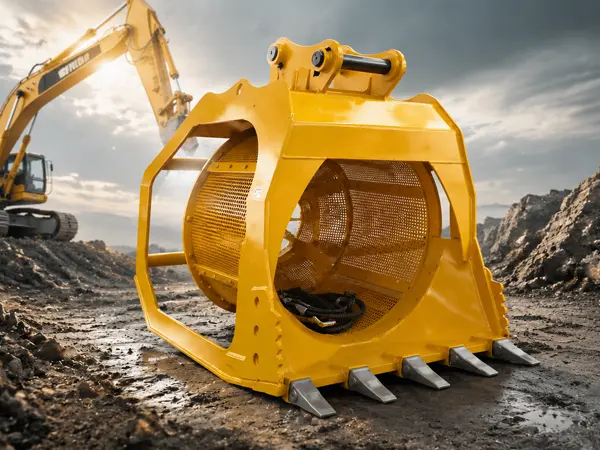 Roterende zeefbak voor graafmachines: maakt materiaalverwerking een naadloos proces